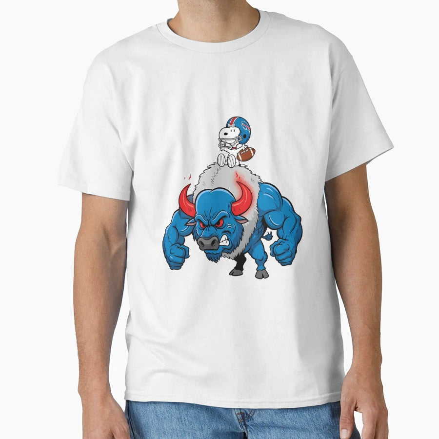 Buffalo And Snoopy Bills Football T-Shirt - Fun Novelty Design for Adults - T-Shirt, Sweatshirt, Hoodie