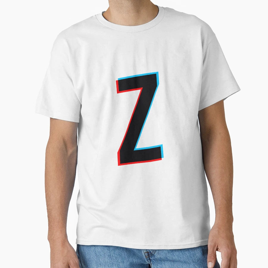 Black Letter Z Red And Blue Lines T-Shirt - Fun Novelty Design for Adults - T-Shirt, Sweatshirt, Hoodie