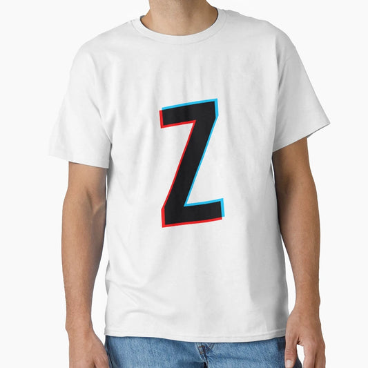 Black Letter Z Red And Blue Lines T-Shirt - Fun Novelty Design for Adults - T-Shirt, Sweatshirt, Hoodie