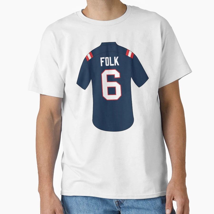 Nick Folk Jersey Number 6 T-Shirt - Casual Everyday Wear Unisex - T-Shirt, Sweatshirt, Hoodie