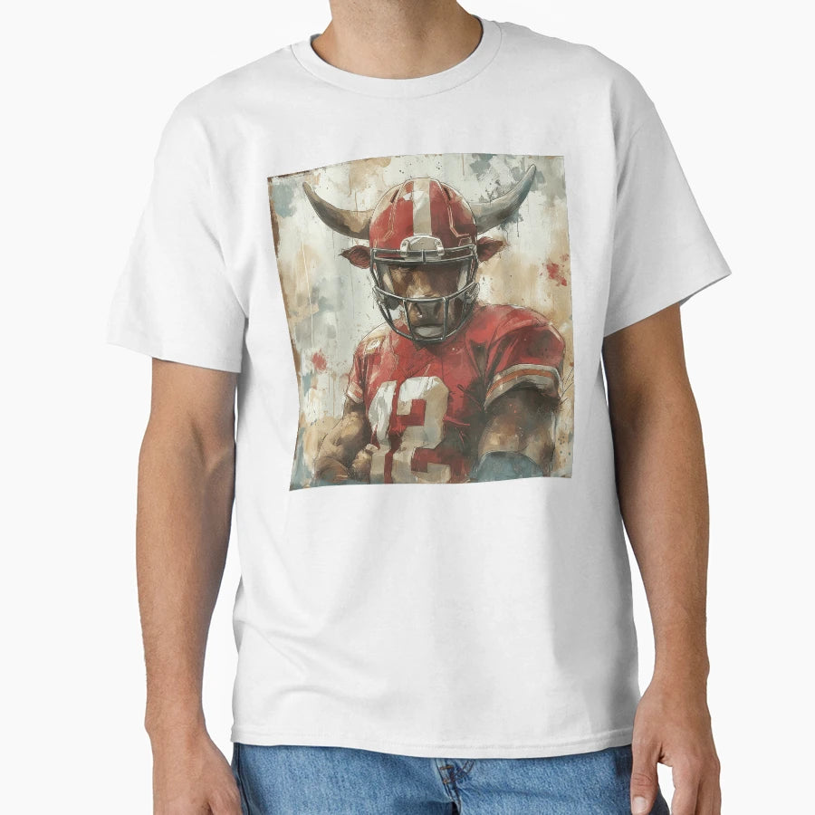 Bull As American Football Player T-Shirt - Minimalist Print Men Women - T-Shirt, Sweatshirt, Hoodie