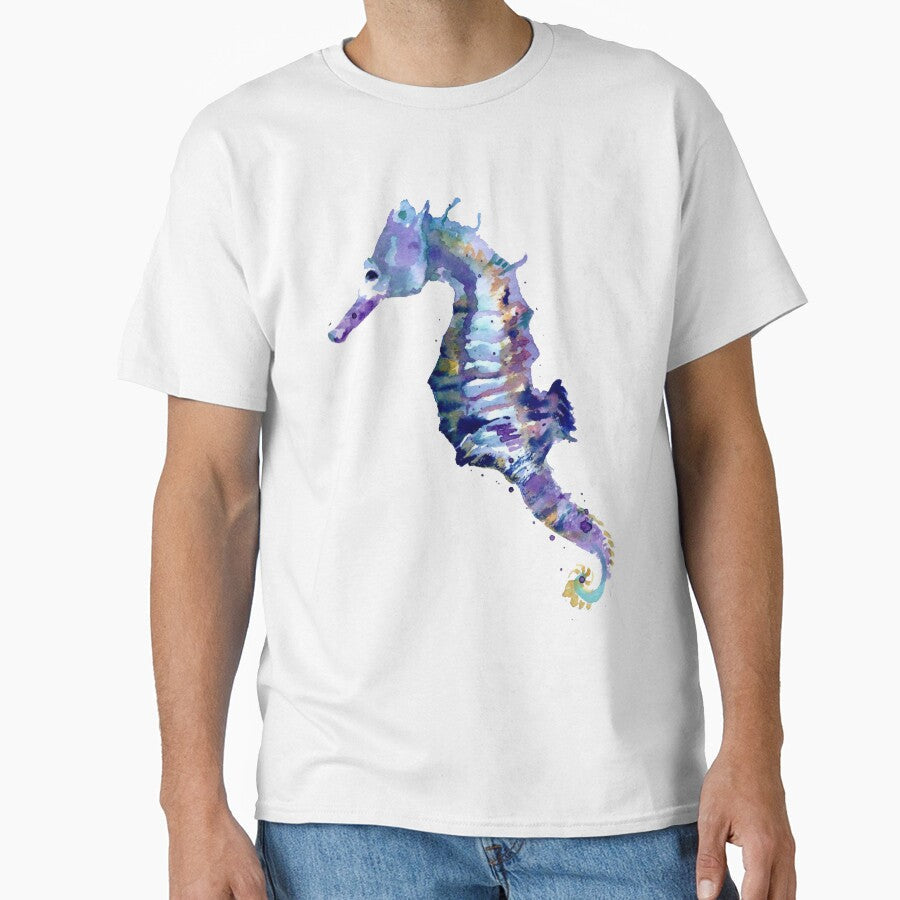 Watercolor Seahorse by megsiev - Adult & Kids T-Shirts, Sweatshirts & Hoodies apparel design preview 1