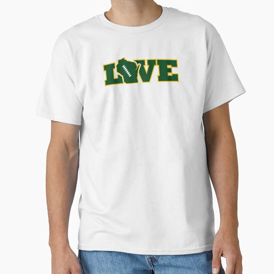 Green Bay Packer Love Football T-Shirt - Fun Novelty Design for Adults - T-Shirt, Sweatshirt, Hoodie