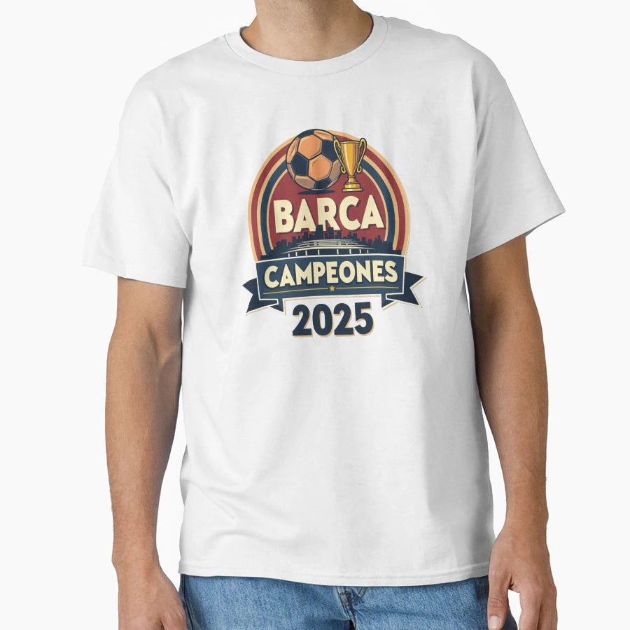 Fc Barcelona Champions 2025 Badge T-Shirt - Aesthetic Graphic Unisex - T-Shirt, Sweatshirt, Hoodie