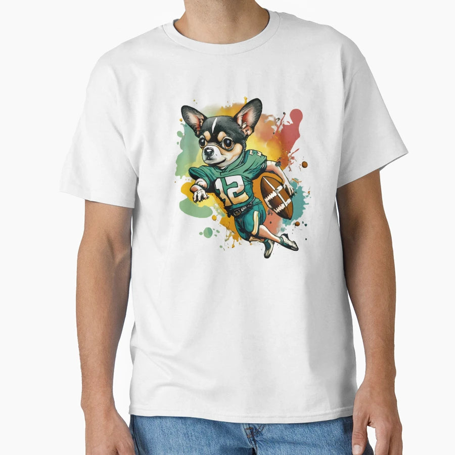 Chihuahua Dog Playing American T-Shirt - Casual Everyday Wear for Adults - T-Shirt, Sweatshirt, Hoodie