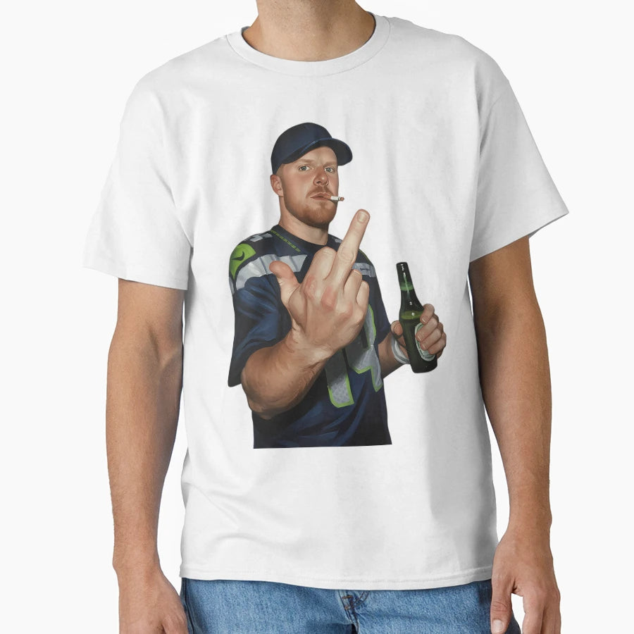 Meme Sam Darnold Middle Finge Black T-Shirt - Custom Art Print Men Women - T-Shirt, Sweatshirt, Hoodie