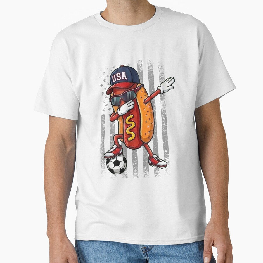 Hot Dog Dabbing Funny Soccer Boys Girls Kids Men - Adult & Kids T-Shirts, Sweatshirts & Hoodies apparel design preview 1