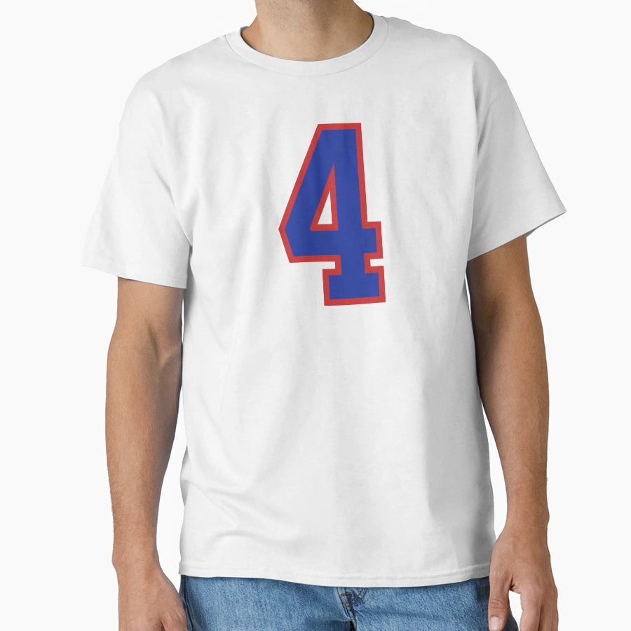 Number 4 Blue Red Sports Jersey Four T-Shirt - Aesthetic Graphic for Adults - T-Shirt, Sweatshirt, Hoodie
