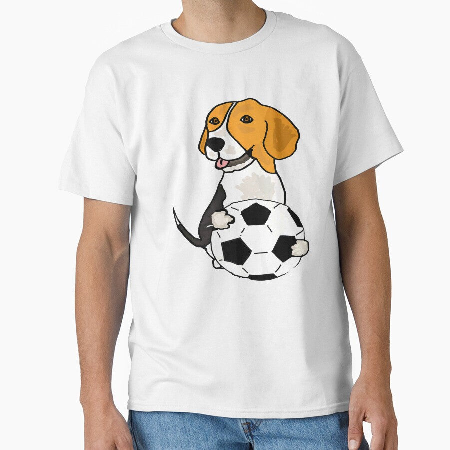 Beagle dog with soccer ball by GaspyWear - Adult & Kids T-Shirts, Sweatshirts & Hoodies apparel design preview 1