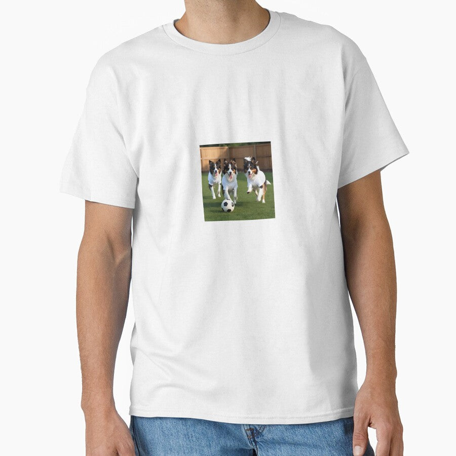 Border Collies love football too! Soccer and Dog - Adult & Kids T-Shirts, Sweatshirts & Hoodies apparel design preview 1