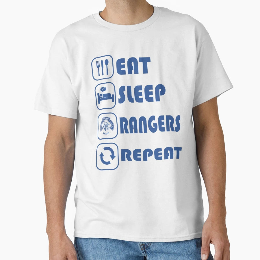 Eat Sleep Football Repeat Rangers T-Shirt - Minimalist Print for Adults - T-Shirt, Sweatshirt, Hoodie