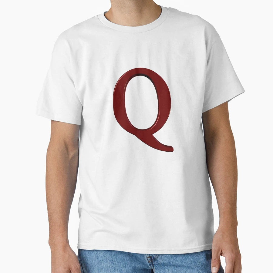 Letter Q Dimensional Red T-Shirt - Casual Everyday Wear Unisex - T-Shirt, Sweatshirt, Hoodie