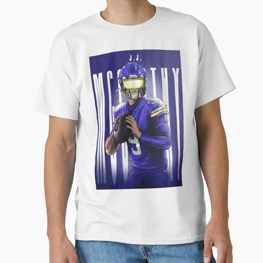 Minnesota Vikings Qb Jj Mccarthy T-Shirt - Custom Art Print Unisex - T-Shirt, Sweatshirt, Hoodie