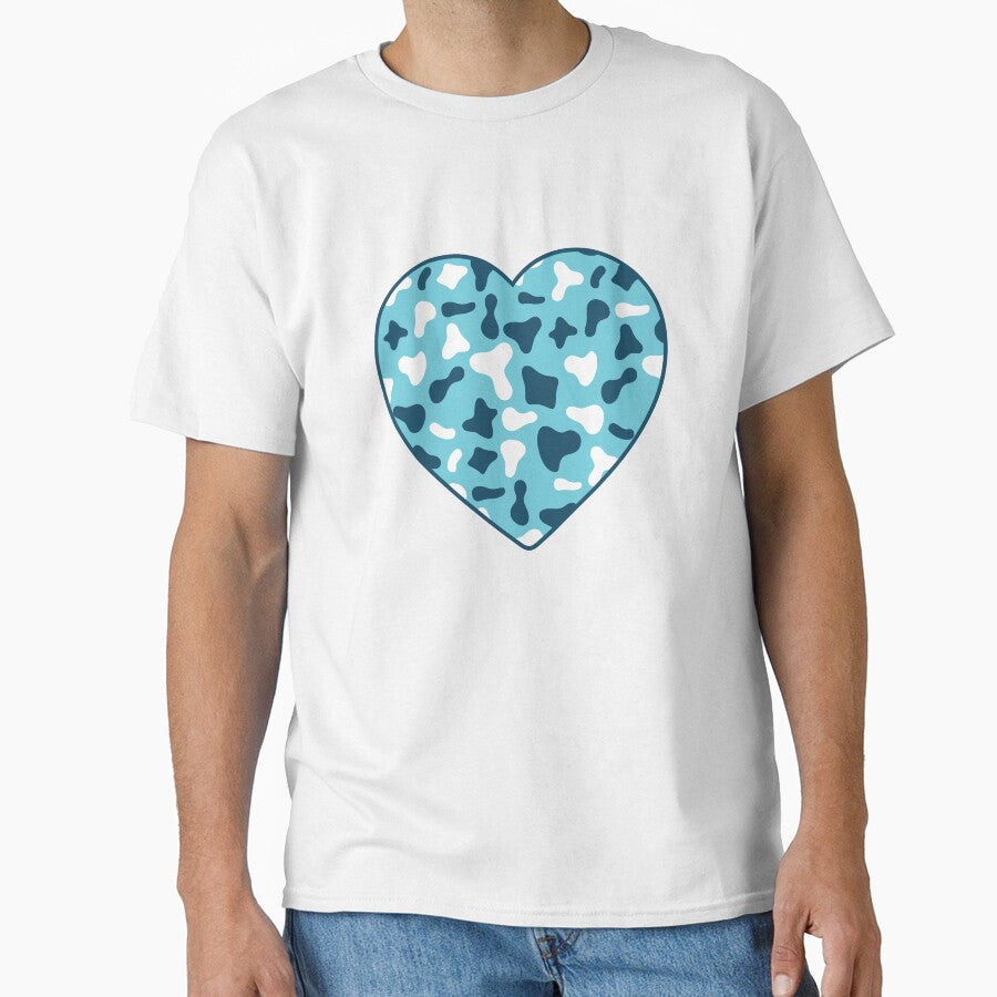 Royal Blue White Cow Pattern on Light Cowhide Skin - Adult & Kids T-Shirts, Sweatshirts & Hoodies apparel design preview 1