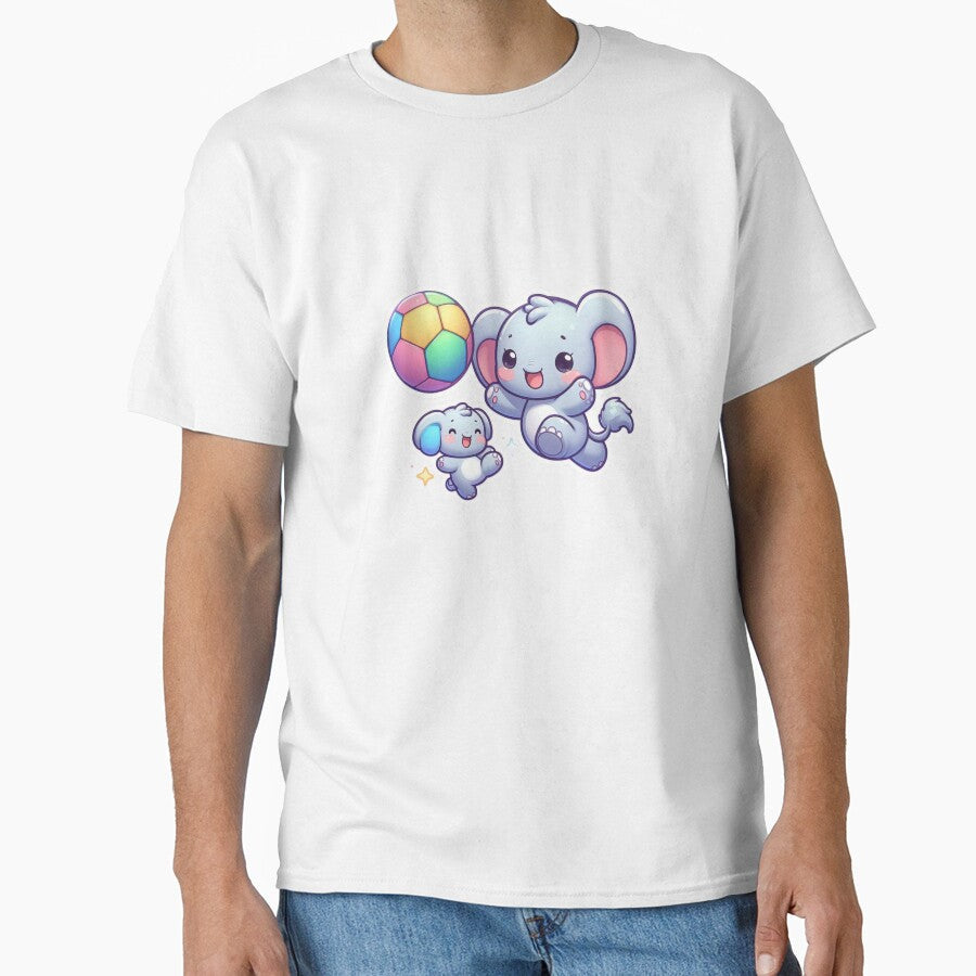 Cute Baby Elephant Playing Football Sticker by - Adult & Kids T-Shirts, Sweatshirts & Hoodies apparel design preview 1