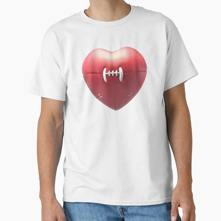 Heart Shaped 3D American Football T-Shirt - Minimalist Print Men Women - T-Shirt, Sweatshirt, Hoodie