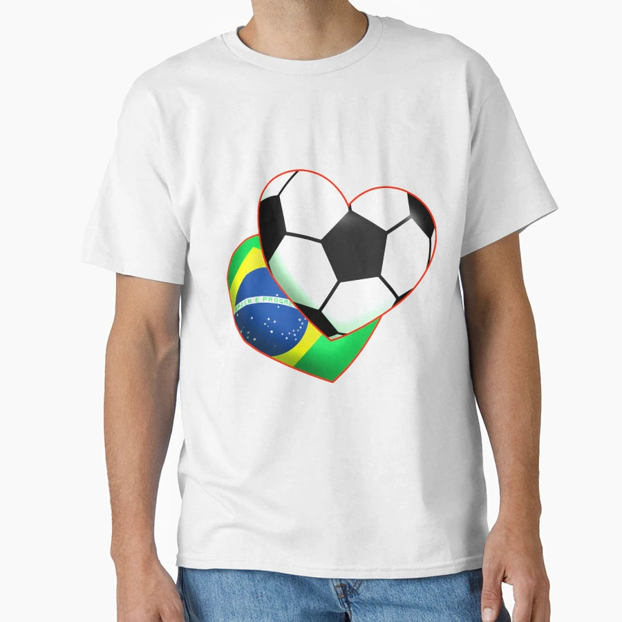 Football Heart Brazil T-Shirt - Unique Graphic Unisex - T-Shirt, Sweatshirt, Hoodie