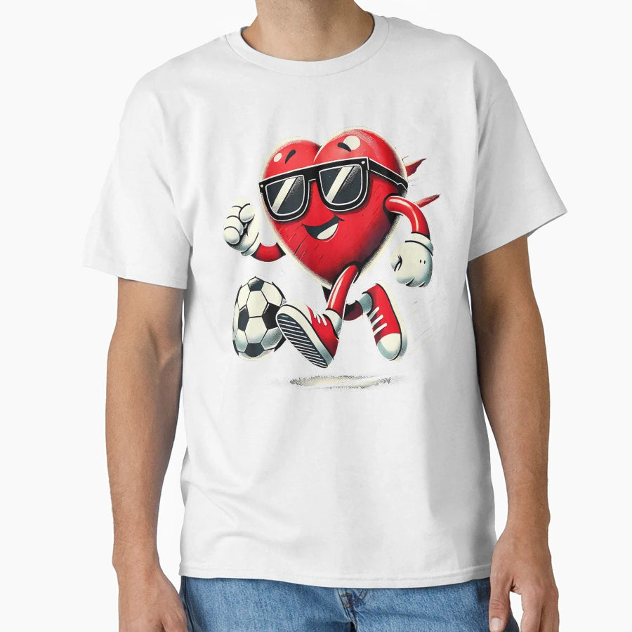 Funny Heart Playing Soccer T-Shirt - Casual Everyday Wear Unisex - T-Shirt, Sweatshirt, Hoodie