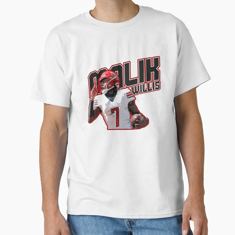 Malik Willis Football Player Action T-Shirt - Minimalist Print for Adults - T-Shirt, Sweatshirt, Hoodie