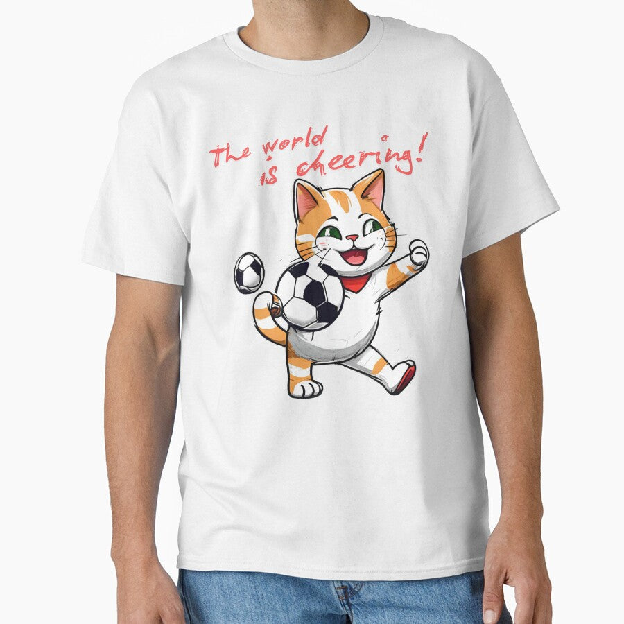 The world is cheering! Football Sport Cheer On Cat - Adult & Kids T-Shirts, Sweatshirts & Hoodies apparel design preview 1