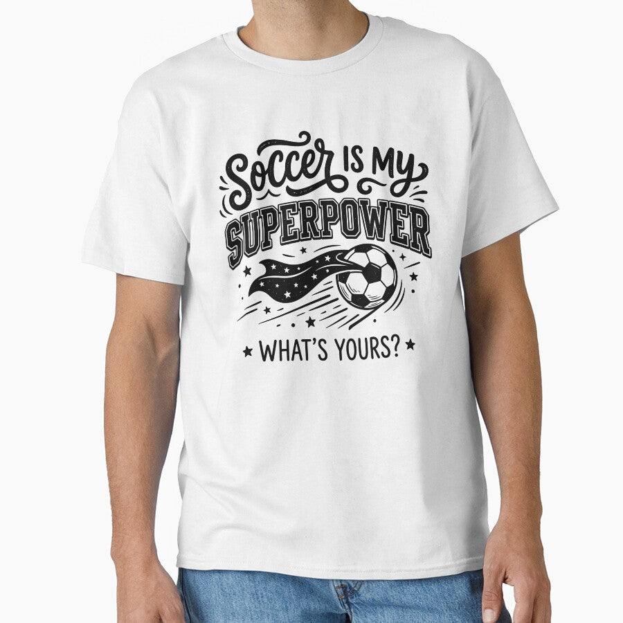 Soccer Is My Superpower by BrunoLinuxArt - Adult & Kids T-Shirts, Sweatshirts & Hoodies apparel design preview 1