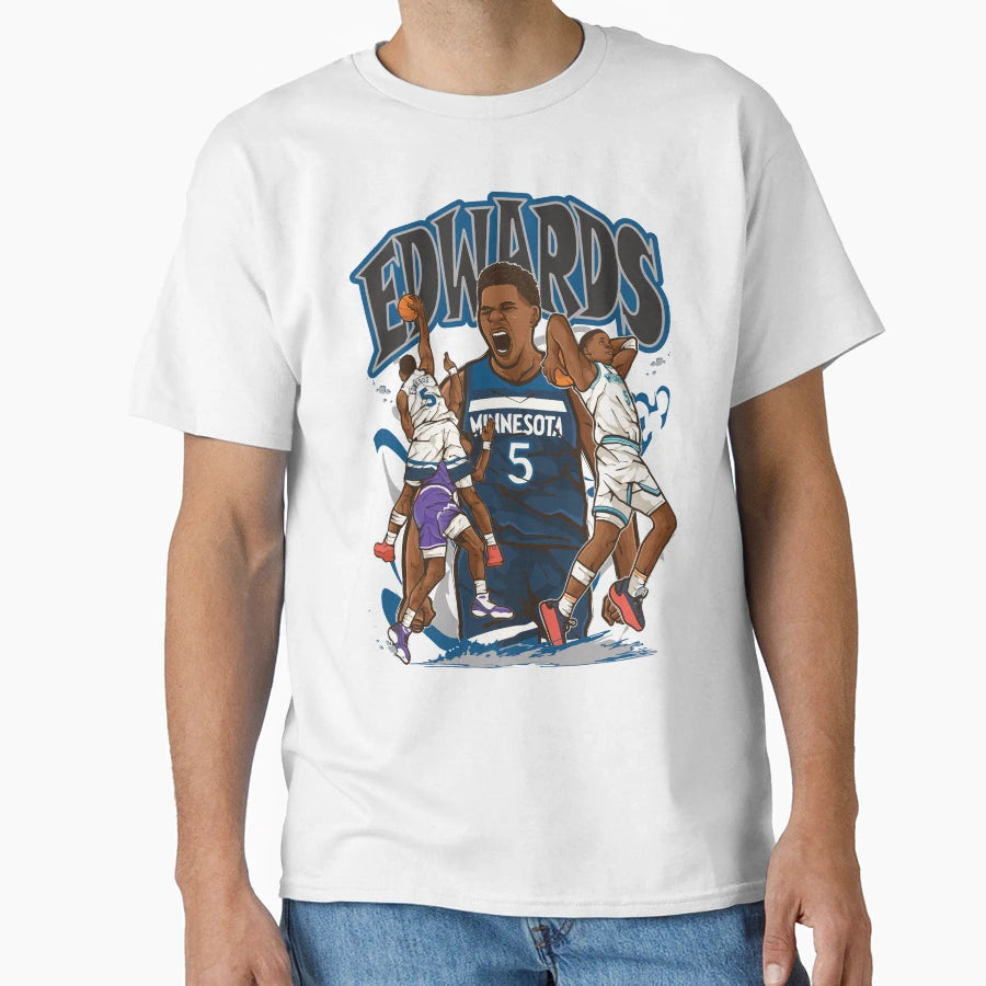 Anthony Edwards Cartoon T-Shirt - Graphic Print for Adults - T-Shirt, Sweatshirt, Hoodie
