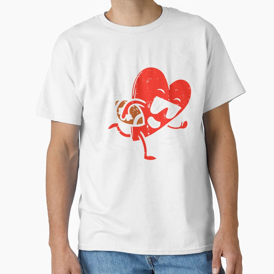 Heart Playing American Football Funny T-Shirt - Unique Graphic for Adults - T-Shirt, Sweatshirt, Hoodie