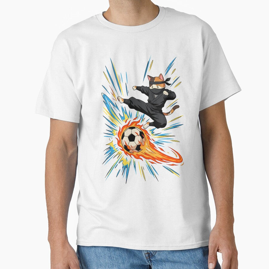 Retro Kawaii Ninja Cat Soccer Fan Anime Aesthetic by - Adult & Kids T-Shirts, Sweatshirts & Hoodies apparel design preview 1