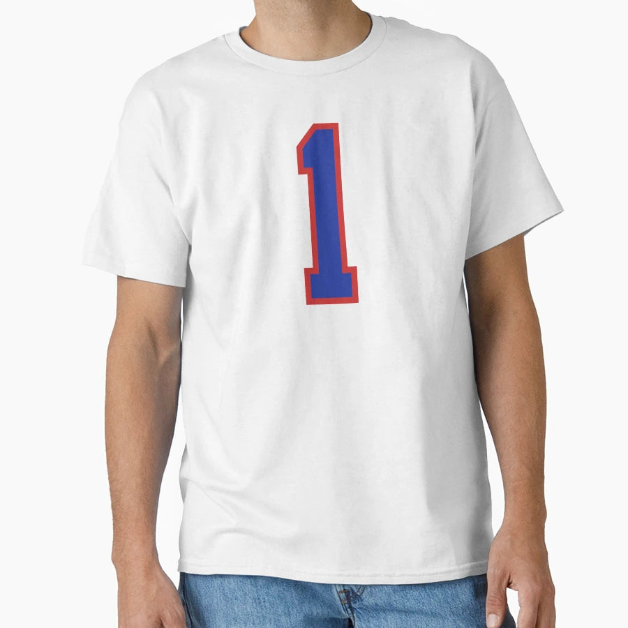 Number 1 Blue Red Sports Jersey One T-Shirt - Graphic Print for Adults - T-Shirt, Sweatshirt, Hoodie