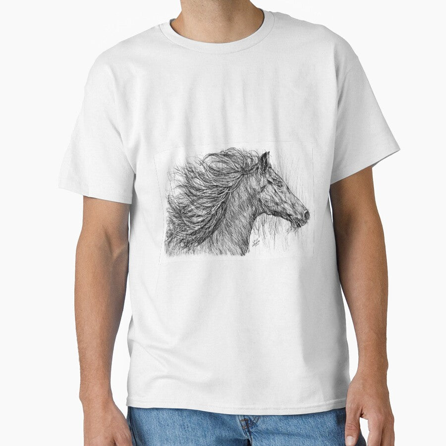 HORSE pencil portrait .1 by lautir - Adult & Kids T-Shirts, Sweatshirts & Hoodies apparel design preview 1