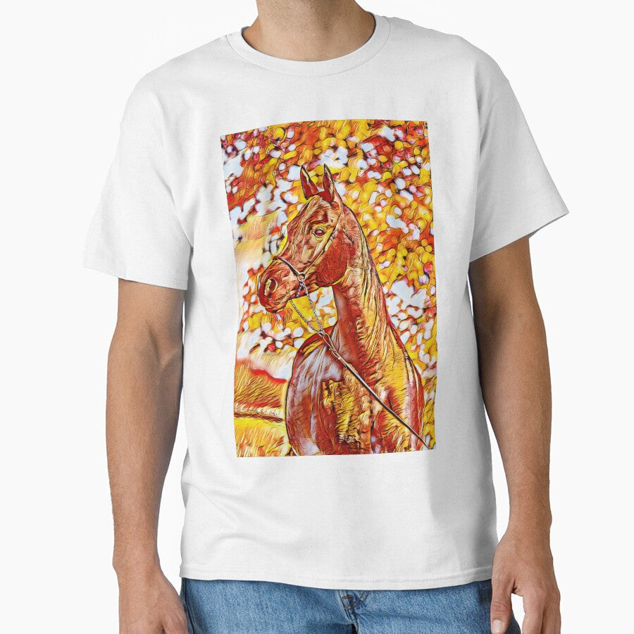 Arabian horse sitting in front of a tree warm colors - Adult & Kids T-Shirts, Sweatshirts & Hoodies apparel design preview 1