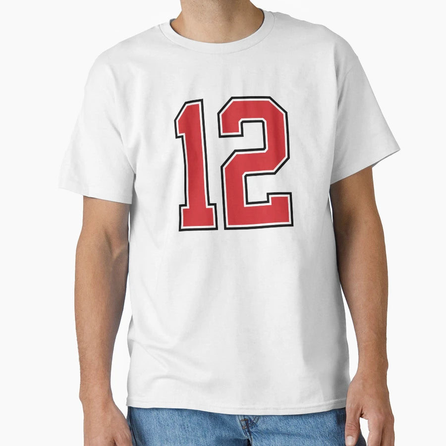 Sports Number 12 Red Black Color Lucky T-Shirt - Custom Art Print Unisex - T-Shirt, Sweatshirt, Hoodie