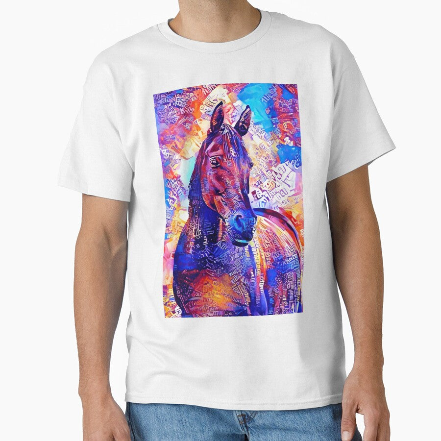 Colorful Arabian horse portrait in blue and violet by - Adult & Kids T-Shirts, Sweatshirts & Hoodies apparel design preview 1