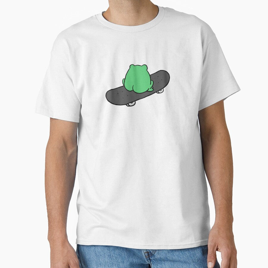 Frog On Skateboard Back View by mousepotatoes - Adult & Kids T-Shirts, Sweatshirts & Hoodies apparel design preview 1