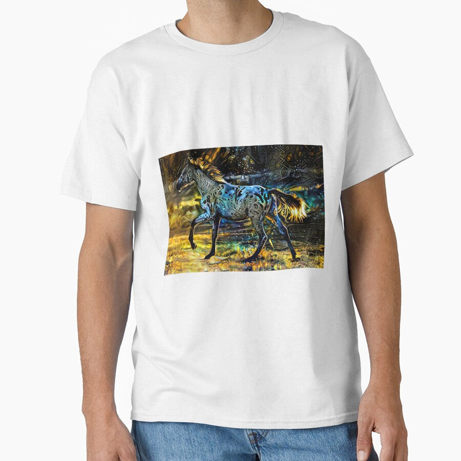 Appaloosa horse walking golden night design by - Adult & Kids T-Shirts, Sweatshirts & Hoodies apparel design preview 1