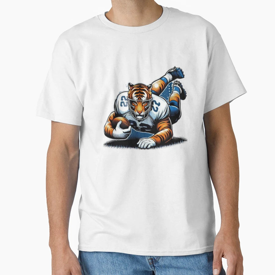 American Football Tiger Player Rugby T-Shirt - Aesthetic Graphic Men Women - T-Shirt, Sweatshirt, Hoodie