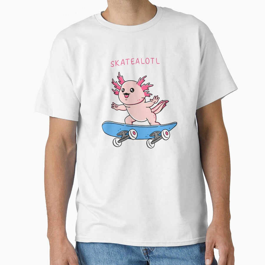 Axolotl Skateboard by Kimprut - Adult & Kids T-Shirts, Sweatshirts & Hoodies apparel design preview 1