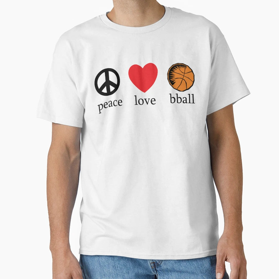 Peace Love Basketball T-Shirt - Unique Graphic Unisex - T-Shirt, Sweatshirt, Hoodie