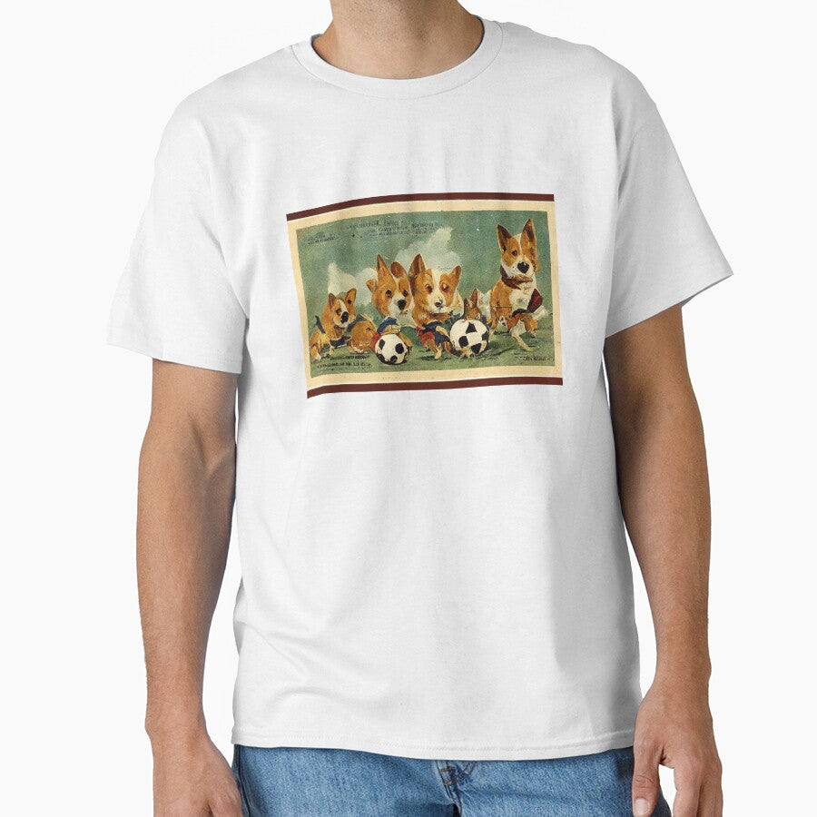 Corgis playing soccer by Aliveforfun - Adult & Kids T-Shirts, Sweatshirts & Hoodies apparel design preview 1