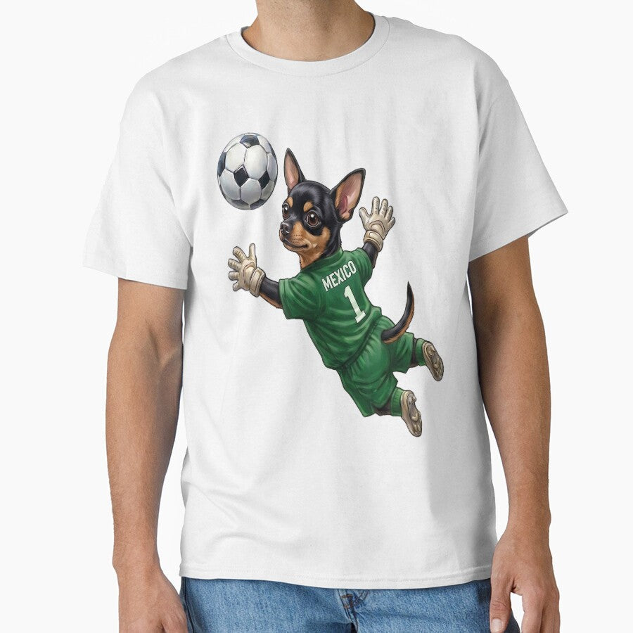 Soccer Goalkeeper Chihuahua Mexico (Black/Tan) by - Adult & Kids T-Shirts, Sweatshirts & Hoodies apparel design preview 1