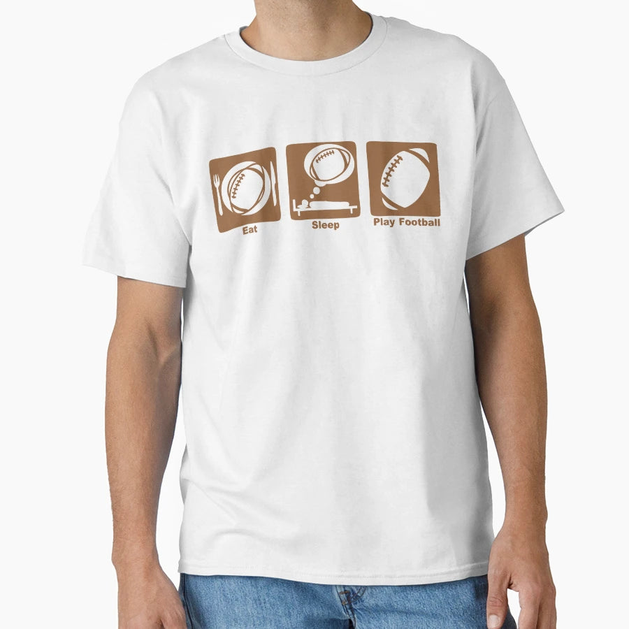 American Football Eat Sleep Play Ball T-Shirt - Aesthetic Graphic Men Women - T-Shirt, Sweatshirt, Hoodie