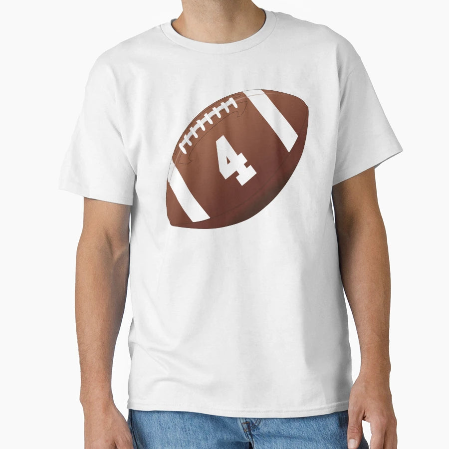 American Football Ball Number 4 Four T-Shirt - Custom Art Print for Adults - T-Shirt, Sweatshirt, Hoodie