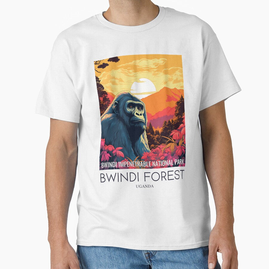 A Pop Art Travel Print of Bwindi Impenetrable - Adult & Kids T-Shirts, Sweatshirts & Hoodies apparel design preview 1