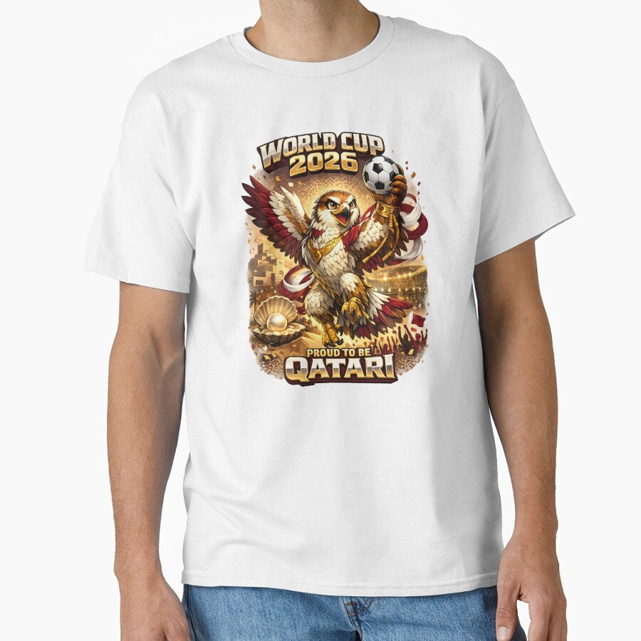 Proud to Be Qatari World Cup 2026 by Retro Arabica - Adult & Kids T-Shirts, Sweatshirts & Hoodies apparel design preview 1