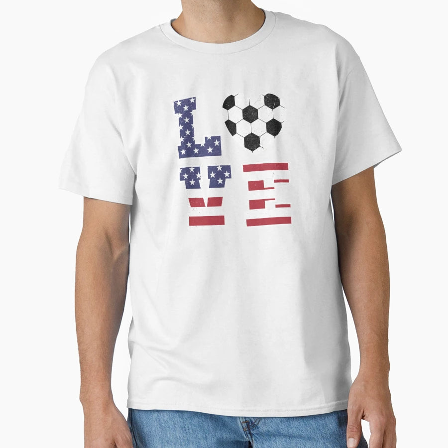 Usa Soccer Love Soccer Heart T-Shirt - Streetwear Style Unisex - T-Shirt, Sweatshirt, Hoodie