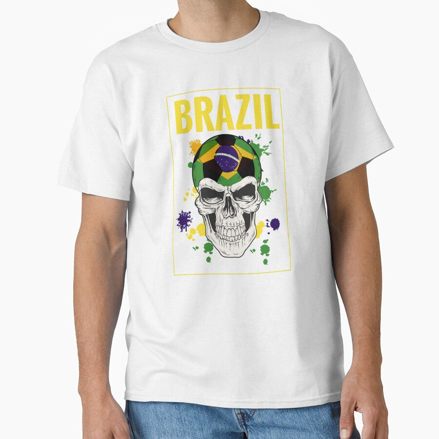 Brazilian Soccer Player Brasilia Skull Football by - Adult & Kids T-Shirts, Sweatshirts & Hoodies apparel design preview 1