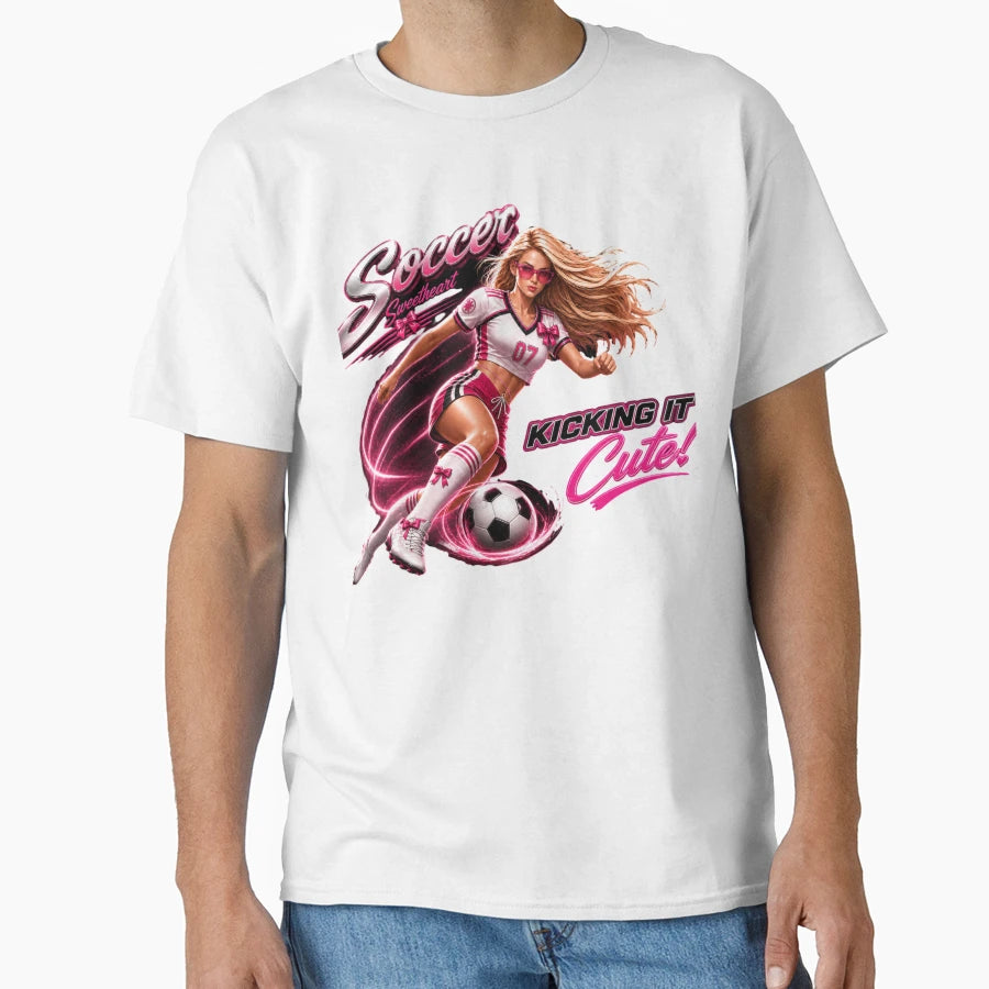 Soccer Sweetheart Kicking It Coquette Soccer T-Shirt - Graphic Print Unisex - T-Shirt, Sweatshirt, Hoodie