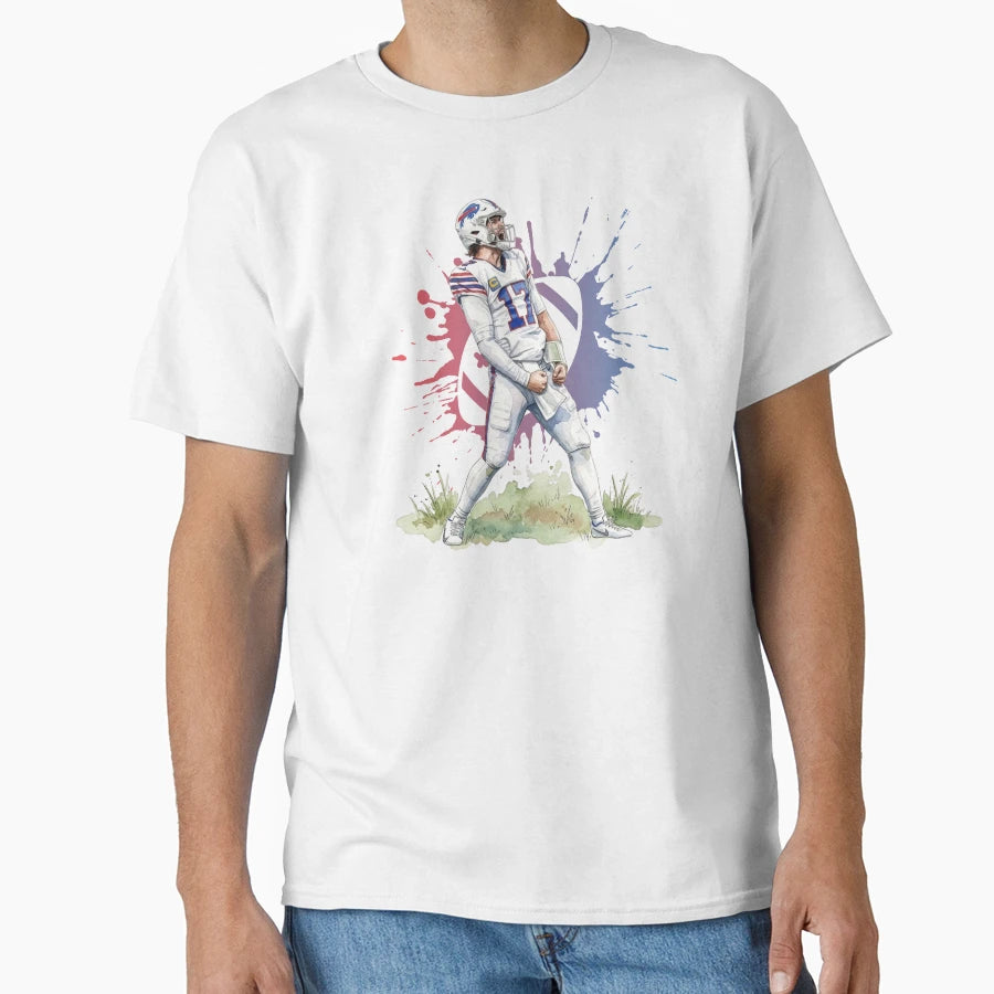 JA 17 Buffalo Football Watercolor Art T-Shirt - Aesthetic Graphic Men Women - T-Shirt, Sweatshirt, Hoodie