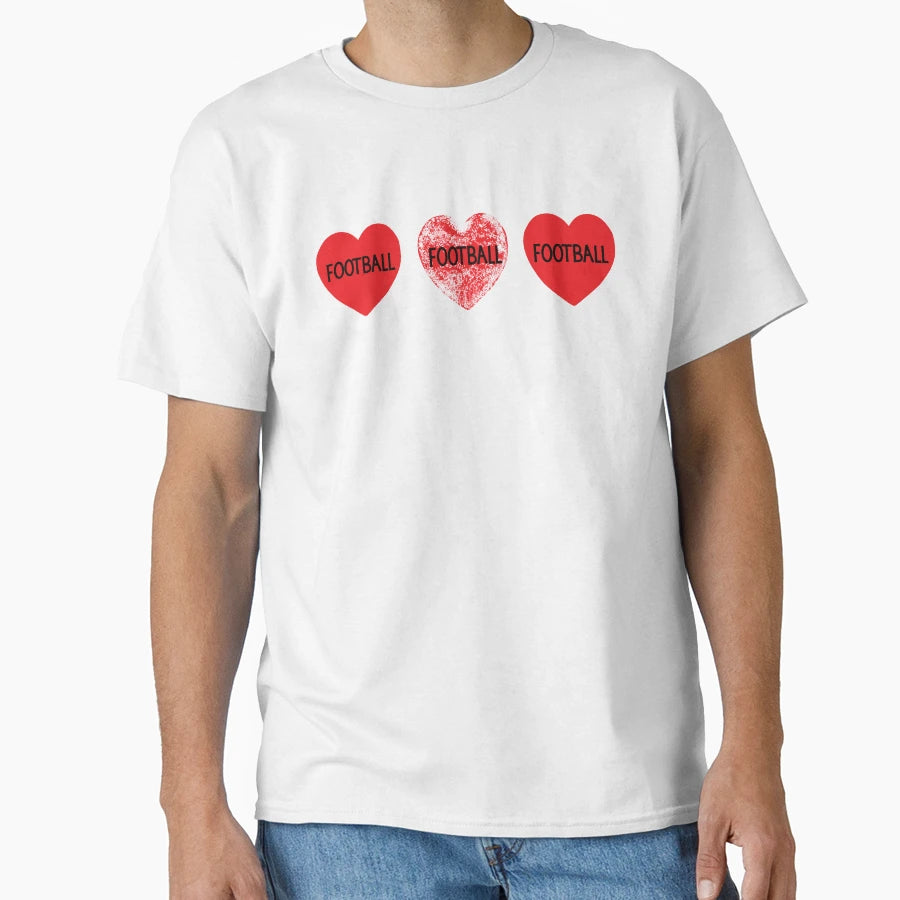 Love Football Hearts T-Shirt - Graphic Print for Adults - T-Shirt, Sweatshirt, Hoodie