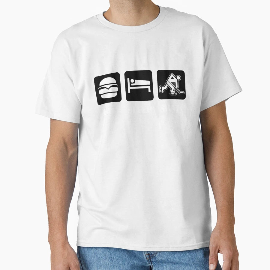 Eat Sleep Skate Hockey Player T-Shirt - Graphic Print for Adults - T-Shirt, Sweatshirt, Hoodie